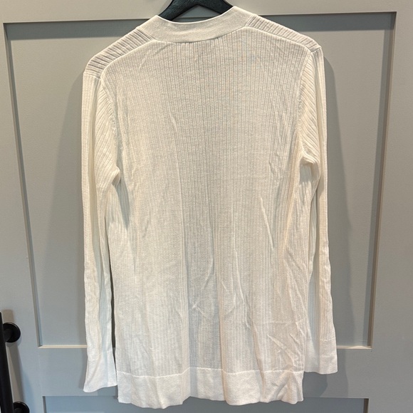 Matty M Cream Open-Front Ribbed Cardigan - Picture 3 of 5